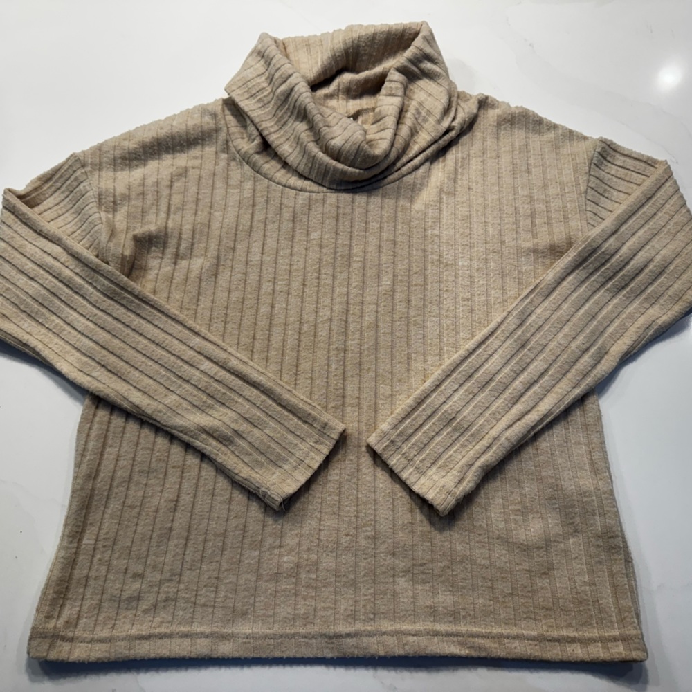BP Tan Ribbed Cowl Neck Sweater